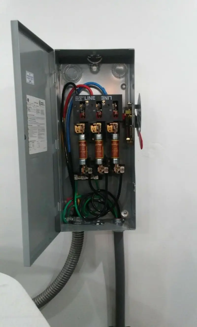 Three-phase disconnect switch installed for Electrical Wiring & Rewiring in Carroll